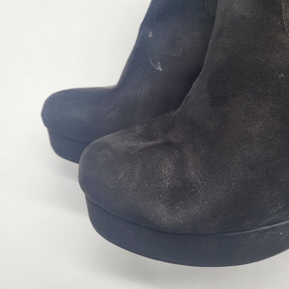 TORRID Womens 9 Wide Black Stretch Platform Over Knee Boot Faux Suede Goth Laces - Picture 14 of 14